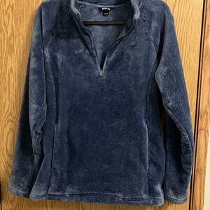 Eddie Bauer Women’s Large 3/4 zip up long sleeve fleece pullover Blue